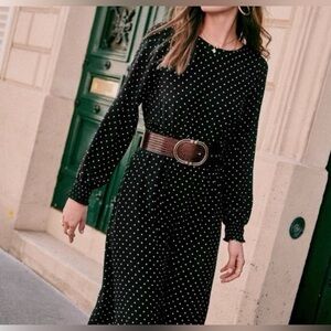 SEZANE Louisa silk midi polka dot dress
